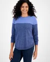Style & Co Women's Cotton Colorblocked Pullover Sweater, Macy's Exclusive In Blue