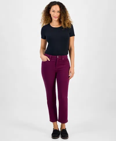 Style & Co Petite Colored Demin Straight-leg Short Jeans, Macy's Exclusive In Brown