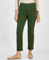 Style & Co Petite Colored Demin Straight-leg Short Jeans, Macy's Exclusive In Green