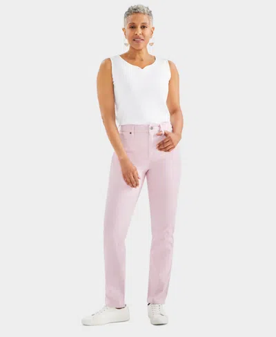 Style & Co Petite Colored High Rise Natural Straight-leg Jeans, Created For Macy's In Gumball Red