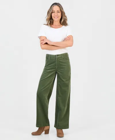 Style & Co Petite Corduroy High-waisted Wide-leg Pants, Macy's Exclusive In Green