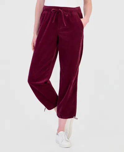 Style & Co Petite Corduroy Utility Pull-on Pants, Macy's Exclusive In Burgundy