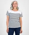 Style & Co Petite Cotton Button-shoulder Tee, Exclusively At Macy's