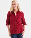 Style & Co Petite Cotton Corduroy Shirt, Macy's Exclusive In Red
