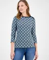 Style & Co Petite Cotton Fair Isle Lace-print Top, Macy's Exclusive In Multi