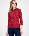 Style & Co Petite Cotton Fair Isle Lace-print Top, Macy's Exclusive In Multi