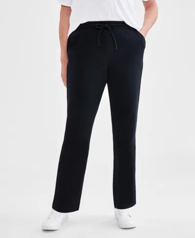 Style & Co Petite Cotton Fleece Drawstring Sweatpants, Created For Macy's In Deep Black