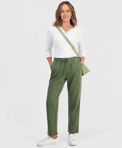 Style & Co Petite Cotton Fleece Drawstring Sweatpants, Created For Macy's In Leafy Clover