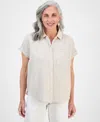 Style & Co Petite Cotton Gauze Camp Shirt, Created For Macy's In Neutral