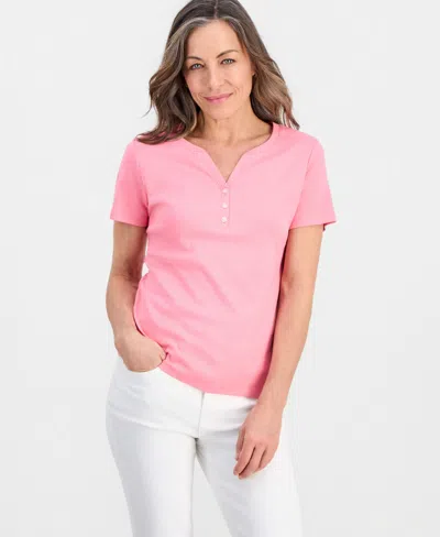 Style & Co Petite Cotton Henley Short-sleeve T-shirt, Exclusively At Macy's