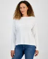 Style & Co Petite Cotton Long-sleeve Scoop-neck Top, Macy's Exclusive In White