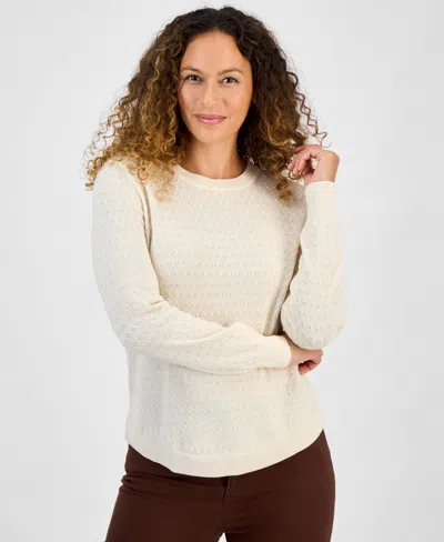 Style & Co Petite Cotton Pointelle Knit Sweater, Macy's Exclusive In Brown