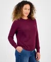 Style & Co Petite Cotton Pointelle Knit Sweater, Macy's Exclusive In Burgundy