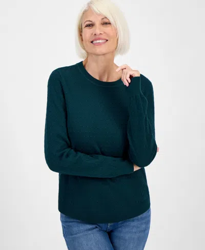 Style & Co Petite Cotton Pointelle Knit Sweater, Macy's Exclusive In Green