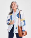 STYLE & CO PETITE COTTON QUILTED PATCHWORK JACKET, CREATED FOR MACY'S