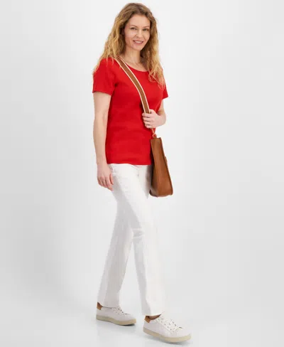 Style & Co Women's Plus Size Short-sleeve Scoop-neck Top, Exclusively At Macy's In Gumball Red
