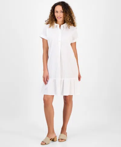 Style & Co Petite Cotton Shirtdress, Exclusively At Macy's In White