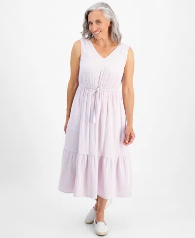 Style & Co Petite Cotton Sleeveless Midi Dress, Created For Macy's In Lavender Fog