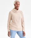 Style & Co Petite Cowl Neck Sweater, Macy's Exclusive In Neutral