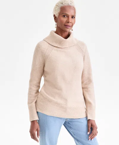 Style & Co Petite Cowl Neck Sweater, Macy's Exclusive In Neutral
