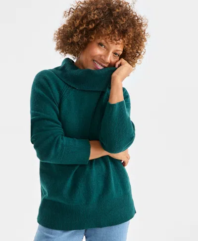 Style & Co Petite Cowl Neck Sweater, Macy's Exclusive In Green