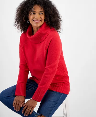 Style & Co Petite Cowl Neck Sweater, Macy's Exclusive In Red
