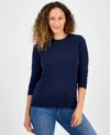 Style & Co Petite Crew-neck Sweater, Created For Macy's In Blue