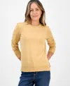 Style & Co Petite Crew-neck Sweater, Created For Macy's In Gold
