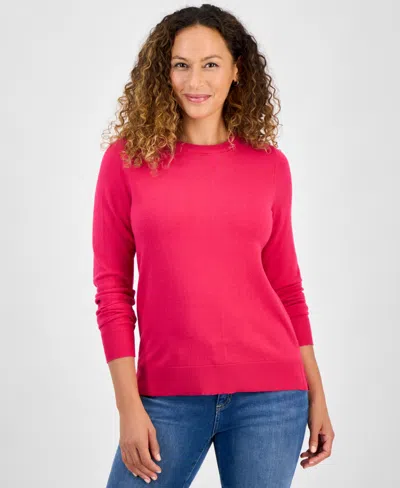 Style & Co Petite Crew-neck Sweater, Created For Macy's In Pink