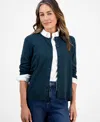 Style & Co Petite Crewneck Cardigan, Macy's Exclusive In Green