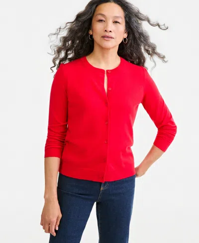 Style & Co Petite Crewneck Cardigan, Macy's Exclusive In Multi
