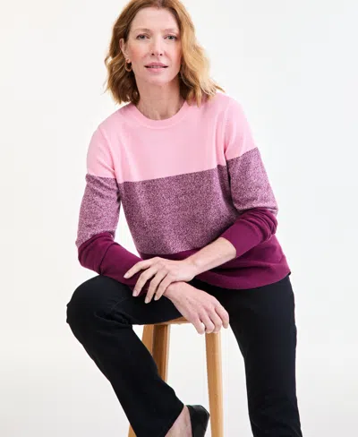 Style & Co Petite Crewneck Cotton Sweater, Macy's Exclusive In Pink