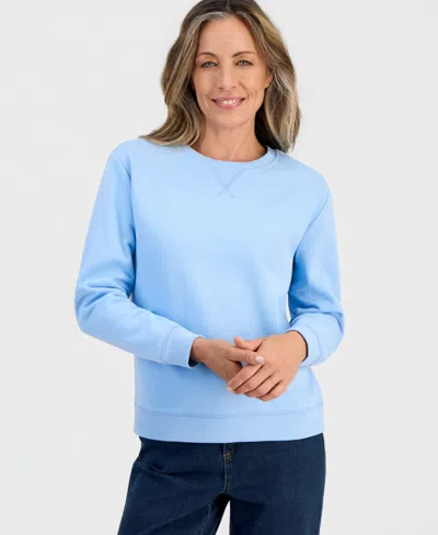 Style & Co Petite Crewneck Long-sleeve Fleece Sweatshirt, Created For Macy's In Pretty Peri