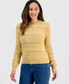 Style & Co Petite Crewneck Pointelle Long-sleeve Sweater, Macy's Exclusive In Yellow