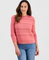 Style & Co Petite Crewneck Pointelle Long-sleeve Sweater, Macy's Exclusive In Pink