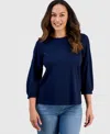 Style & Co Petite Crewneck Sequin Detail Sweatshirt, Macy's Exclusive In Blue