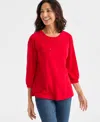 Style & Co Petite Crewneck Sequin Detail Sweatshirt, Macy's Exclusive In Red