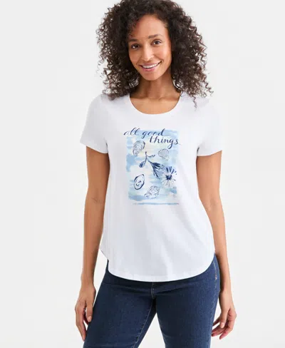 Style & Co Petite Crewneck Short-sleeve T-shirt, Macy's Exclusive In White