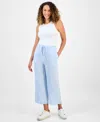 Style & Co Petite Crop Tie-waist Wide-leg Pants, Exclusively At Macy's In Blue