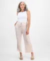 Style & Co Petite Crop Tie-waist Wide-leg Pants, Exclusively At Macy's In Brown
