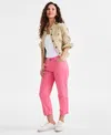 Style & Co Petite Curvy-fit Mid Rise Cuffed Capri Jeans, Created For Macy's In Coral Pink