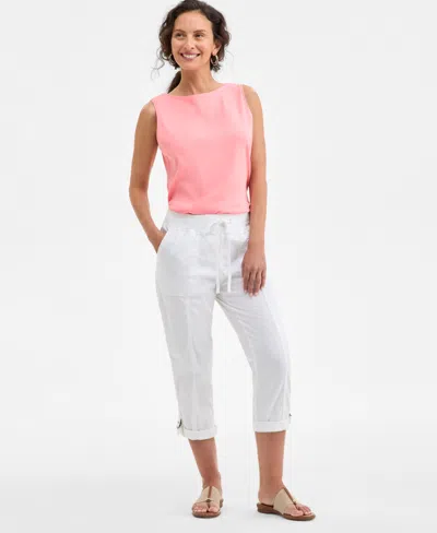 Style & Co Petite D-ring Capri Pants, Exclusively At Macy's In White