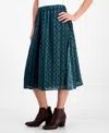 Style & Co Petite Damask Shine Mixed-print Skirt, Macy's Exclusive In Green