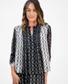 Style & Co Petite Damask Shine Pintucked Top, Macy's Exclusive In Multi