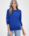 Style & Co Petite Diamond-texture Cable-knit Sweater, Macy's Exclusive In Blue