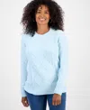 Style & Co Petite Diamond-texture Cable-knit Sweater, Macy's Exclusive In Blue