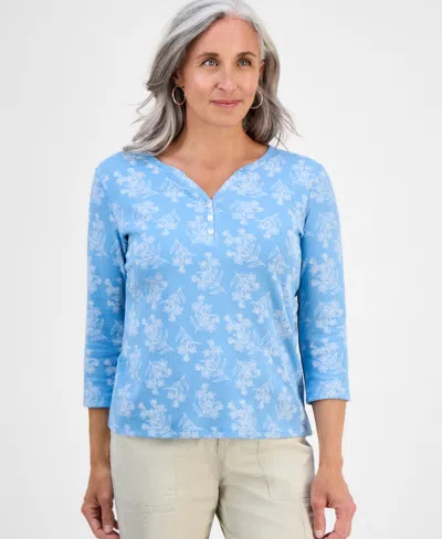 Style & Co Petite Diamond Tie-dyed Top, Exclusively At Macy's In Blue