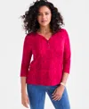 Style & Co Petite Diamond Tie-dyed Top, Exclusively At Macy's In Red