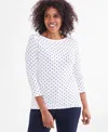 Style & Co Petite Dot Pima Knit Top, Created For Macy's In White
