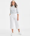 Style & Co Petite Drawstring Cuff Capri Pants In White